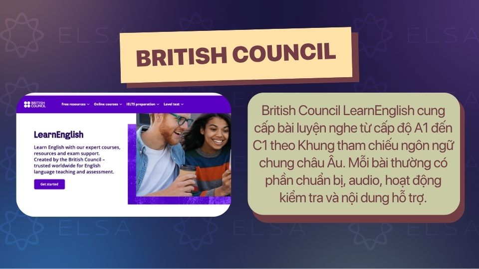 British Council luyện nghe tiếng Anh theo trình độ A1 đến C1