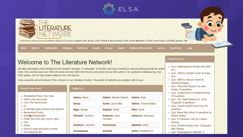 Đọc sách tiếng Anh miễn phí qua website The Literature Network Đọc sách tiếng Anh miễn phí qua website The Literature Network