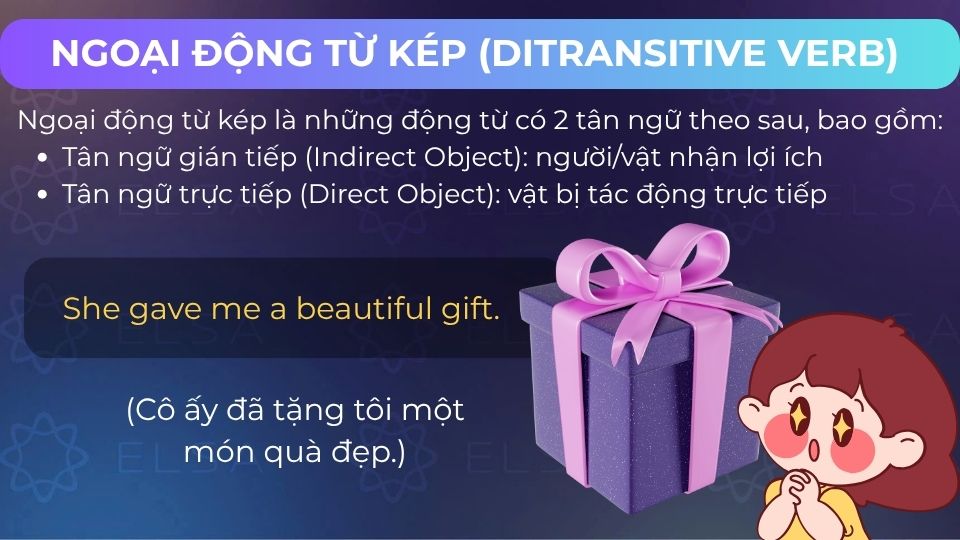 Câu ví dụ ngoại động từ kép