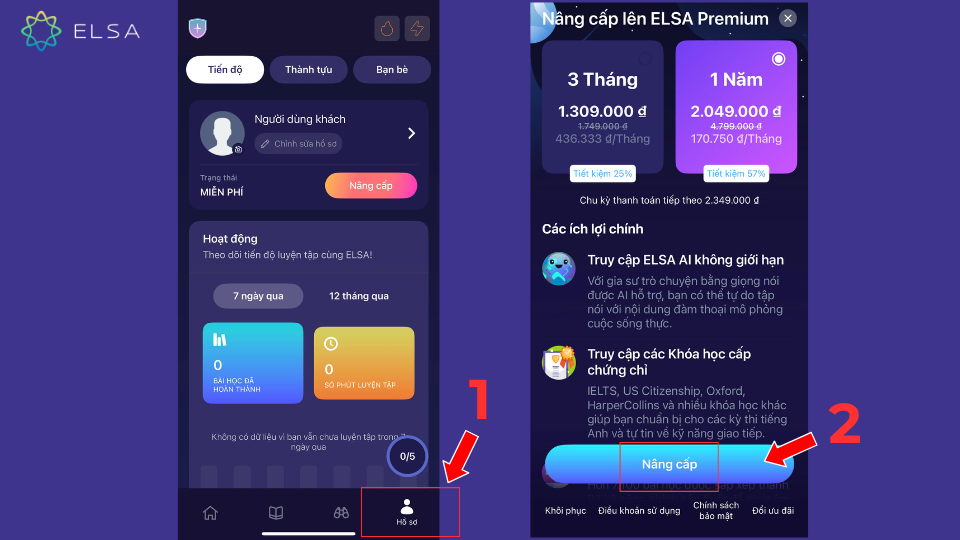 Mua ELSA Premium trực tiếp trên ứng dụng ELSA Speak Mua ELSA Premium trực tiếp trên ứng dụng ELSA Speak