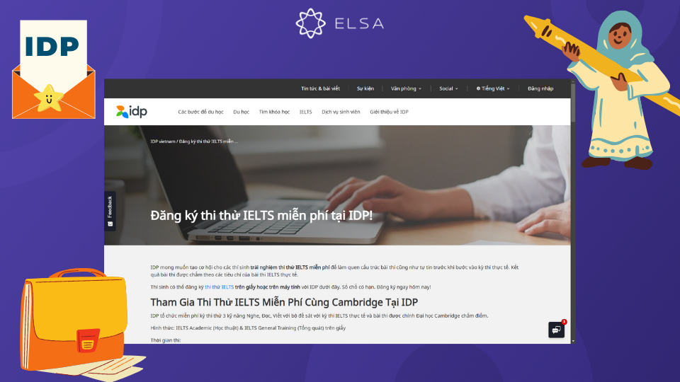 Website IDP Đăng ký thi thử IELTS miễn phí tại IDP
