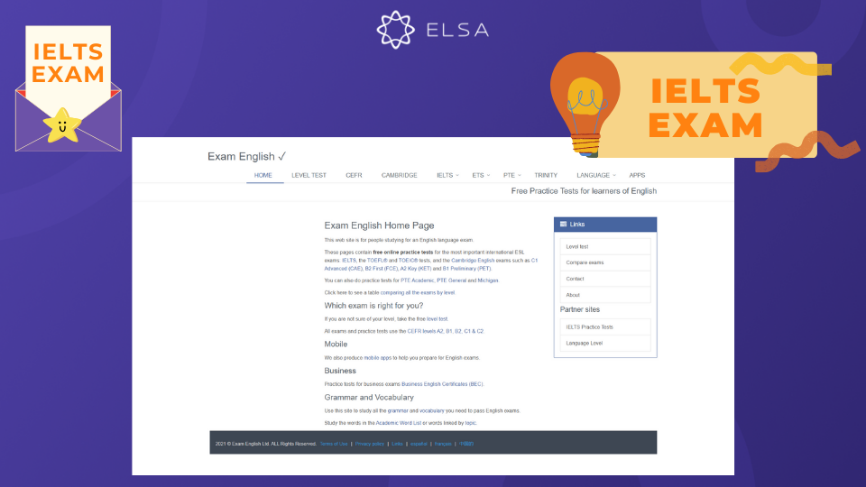 Website IELTS Exam Giao diện của Website IELTS Exam