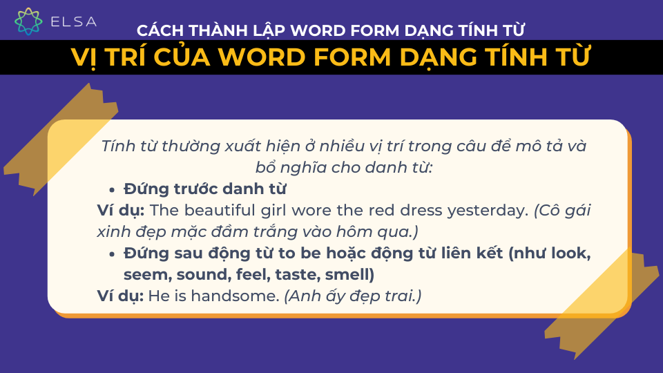 Một số vị trí của Word Form dạng tính từ Một số vị trí của Word Form dạng tính từ