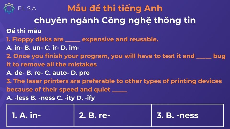Đề thi tiếng Anh chuyên ngành Công nghệ thông tin Đề thi tiếng Anh chuyên ngành Công nghệ thông tin