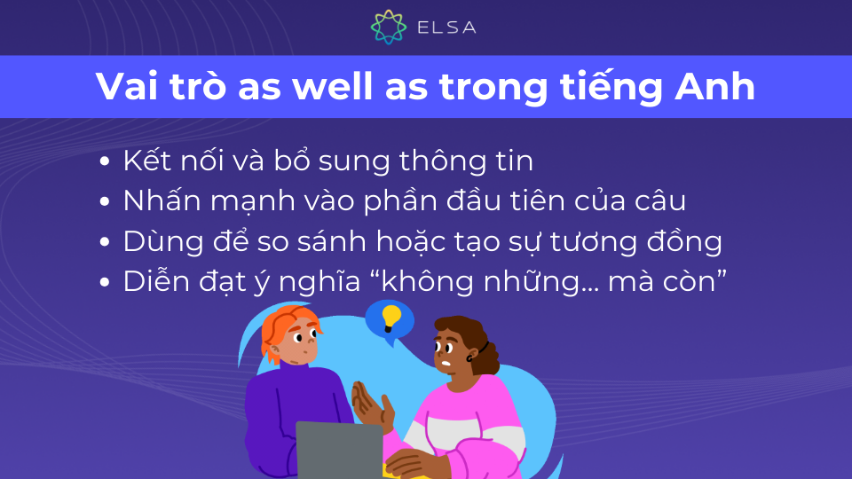 Một số vai trò của as well as trong tiếng Anh Một số vai trò của as well as trong tiếng Anh