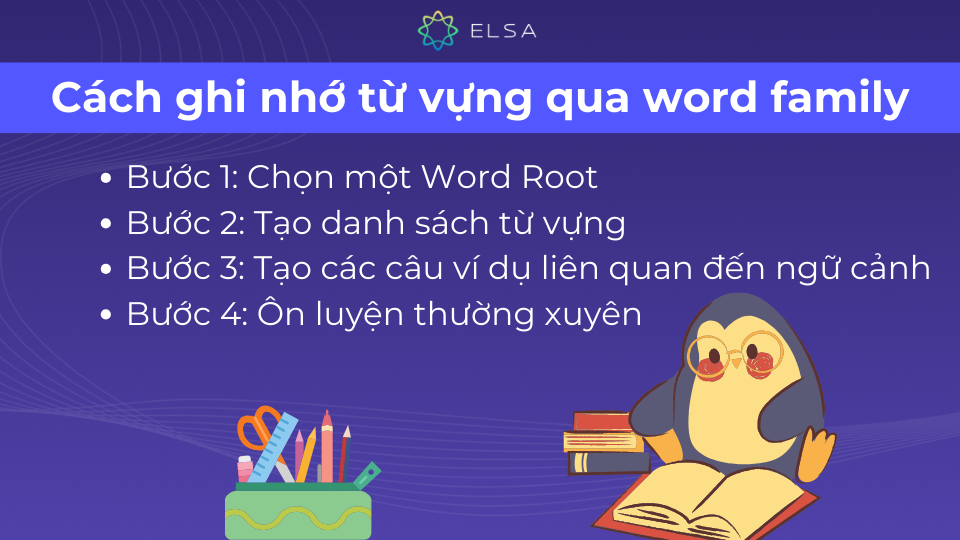 Các bước học từ vựng tiếng Anh thông qua word family