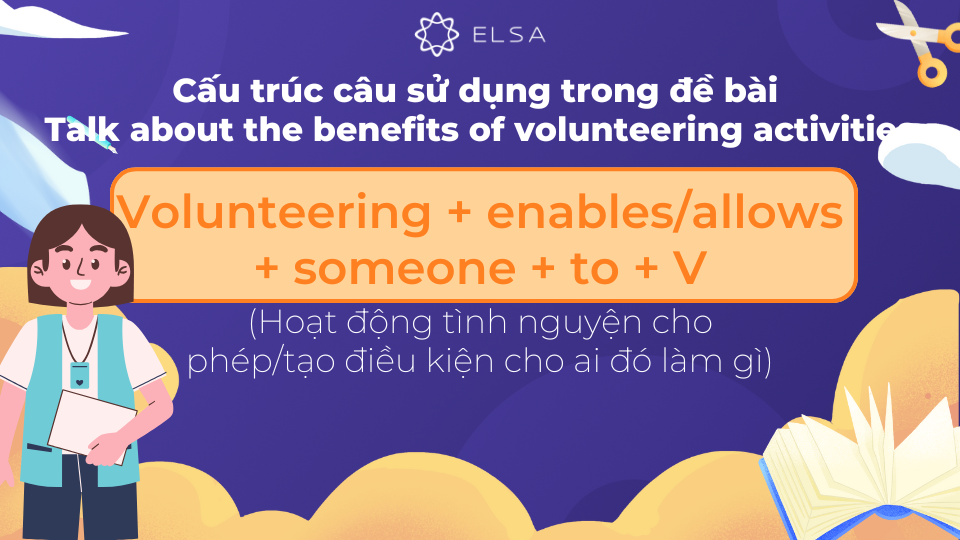 Cấu trúc câu volunteering + enables/allows + someone + to + V