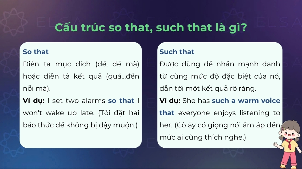 Ý nghĩa và ví dụ của cấu trúc so that và such that Ý nghĩa và ví dụ của cấu trúc so that và such that