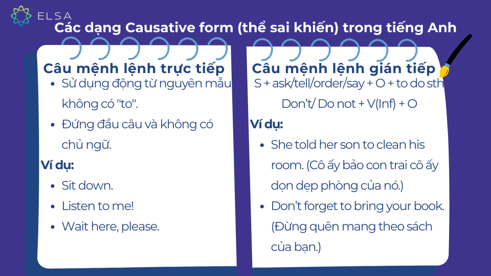 Cấu trúc câu mệnh lệnh trực tiếp và gián tiếp trong thể sai khiến (Causetive Form)