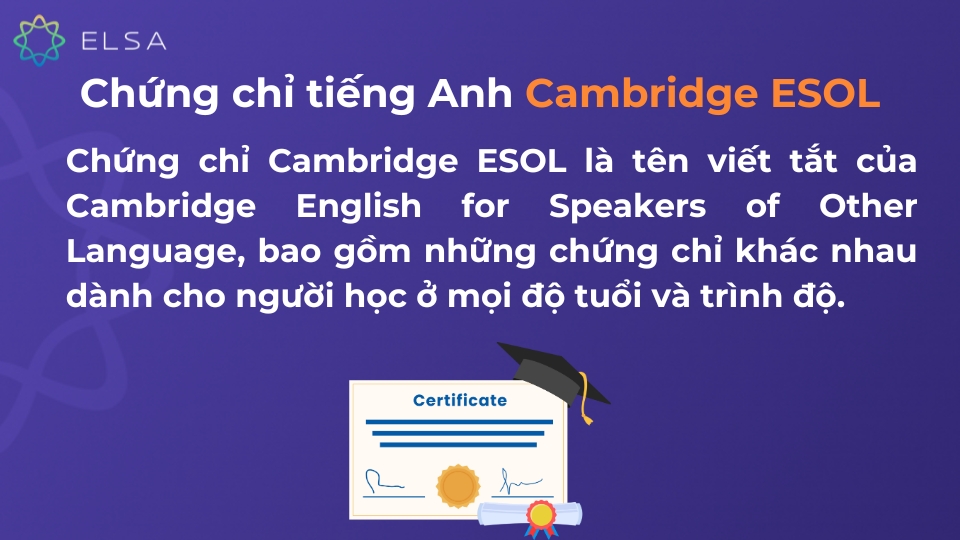 Chứng chỉ tiếng Anh Cambridge ESOL Chứng chỉ tiếng Anh Cambridge ESOL