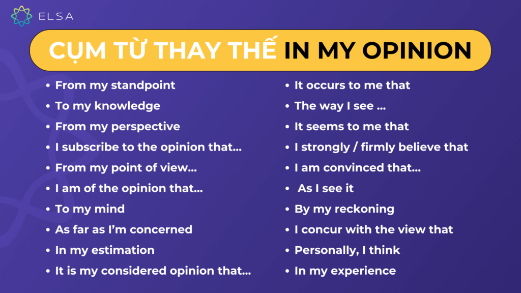 Cụm từ thay thế in my opinion Cụm từ thay thế in my opinion