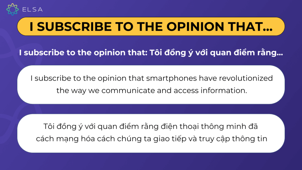 I subscribe to the opinion that Cụm từ thay thế In my opinion: I subscribe to the opinion that