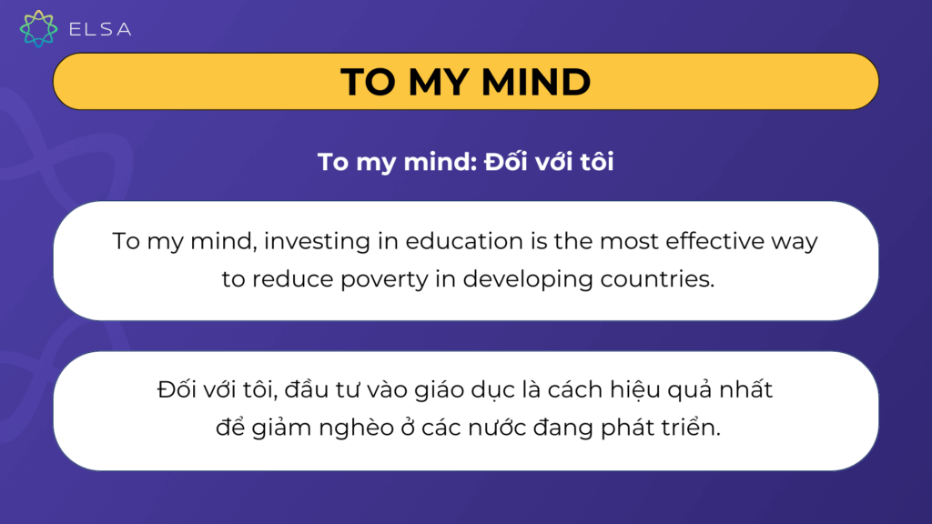 To my mind Cụm từ thay thế In my opinion: To my mind