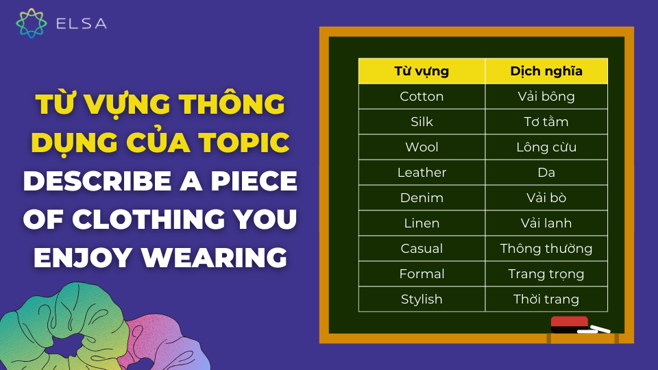Từ vựng thông dụng của topic Describe a piece of clothing you enjoy wearing Từ vựng thông dụng của topic Describe a piece of clothing you enjoy wearing