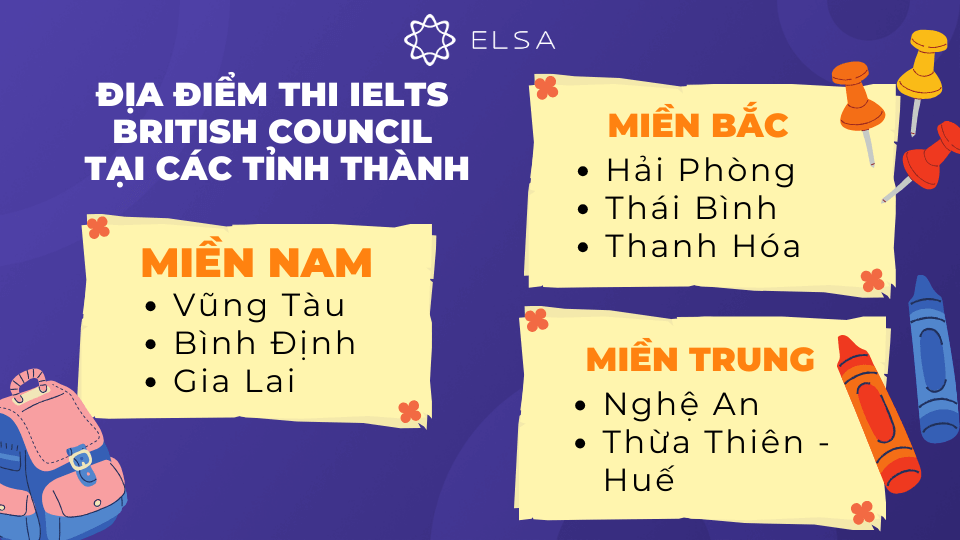 Một số địa điểm thi IELTS British Council tại các tỉnh thành Một số địa điểm thi IELTS British Council tại các tỉnh thành