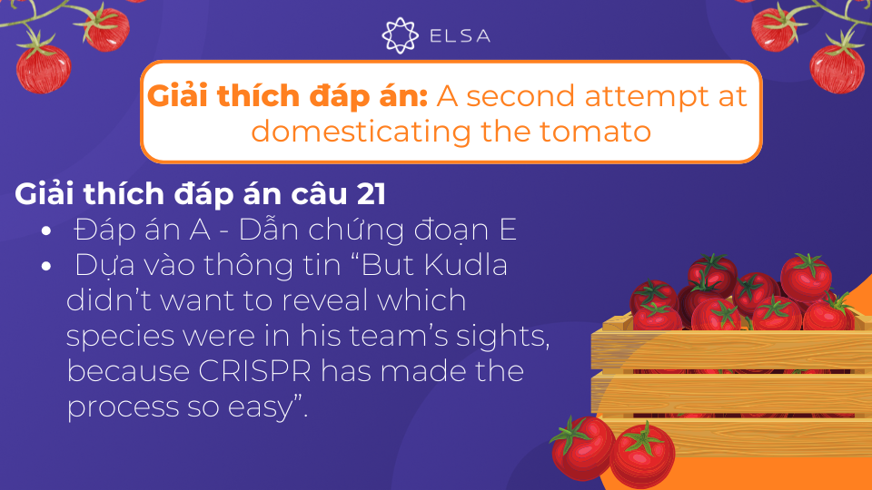 Giải thích chi tiết đáp án của câu 21 Giải thích chi tiết đáp án của câu 21