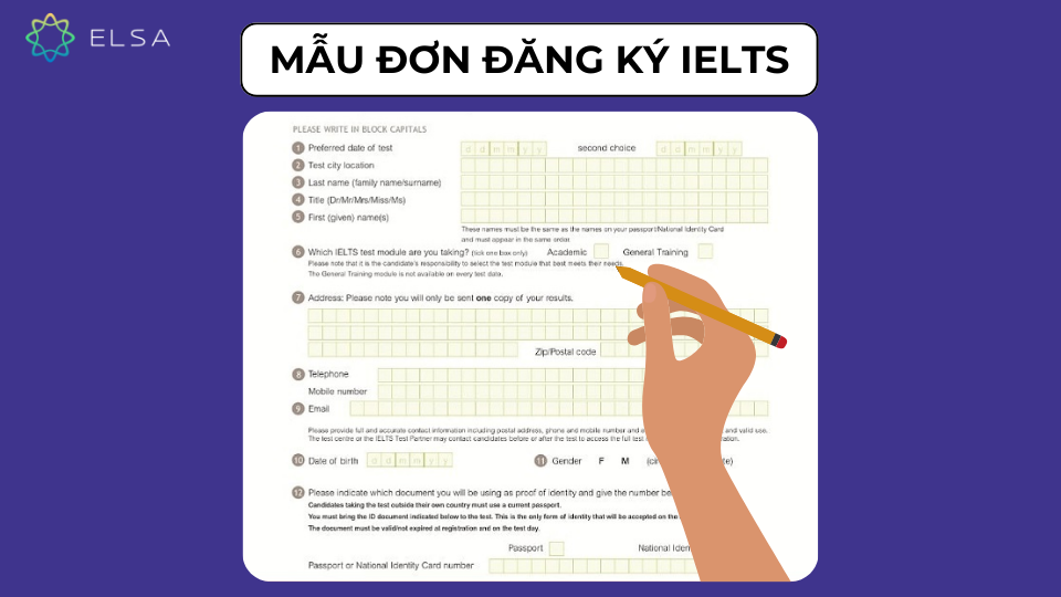 Mẫu đơn đăng ký IELTS Mẫu đơn đăng ký IELTS