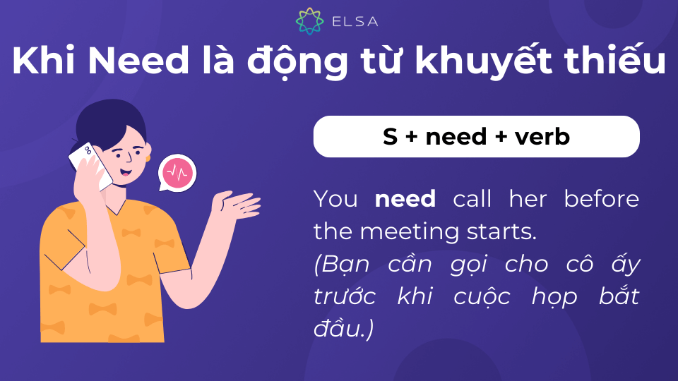 Need là động từ khuyết thiếu thì sẽ sử dụng cấu trúc như sau Need là động từ khuyết thiếu thì sẽ sử dụng cấu trúc như sau