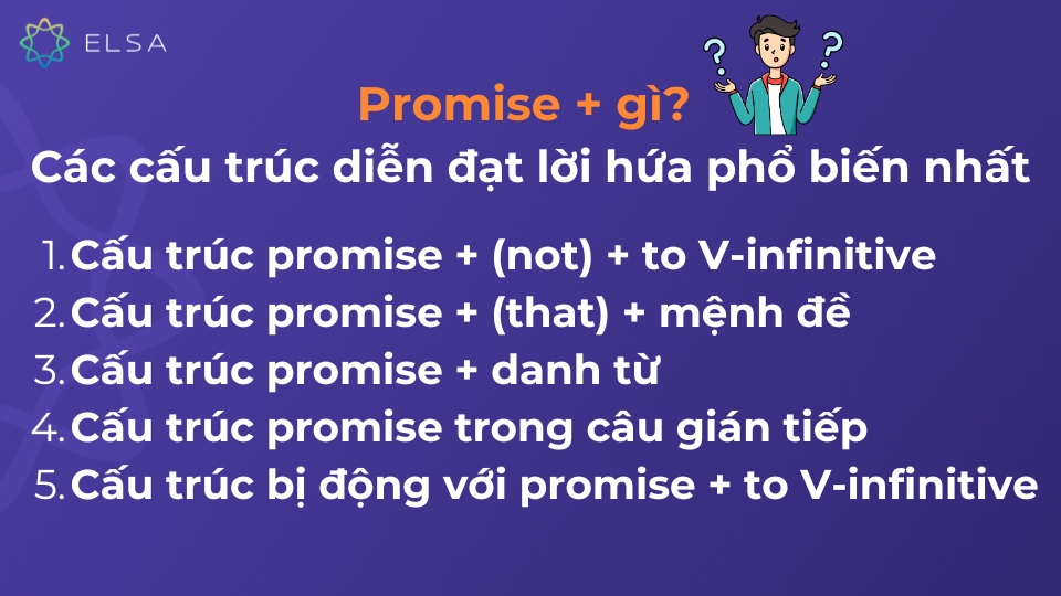 Promise + gì? Các cấu trúc diễn đạt lời hứa phổ biến nhất Promise + gì? Các cấu trúc diễn đạt lời hứa phổ biến nhất