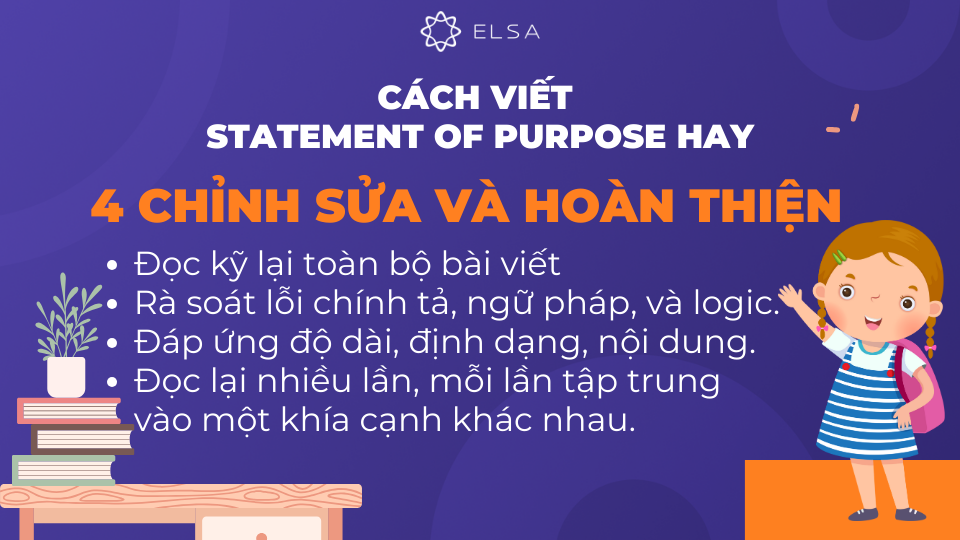 Sau khi đã có bản dự thảo đầu tiên, bước tiếp theo là chỉnh sửa và hoàn thiện bài Statement of Purpose Sau khi đã có bản dự thảo đầu tiên, bước tiếp theo là chỉnh sửa và hoàn thiện bài Statement of Purpose