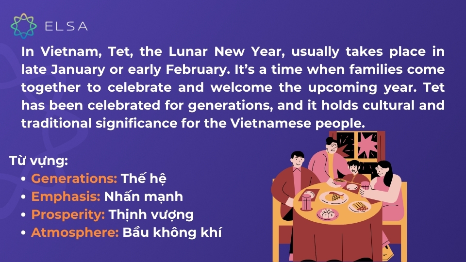 Bài mẫu 1 chủ đề Talk about Tet holiday Bài mẫu 1 chủ đề Talk about Tet holiday