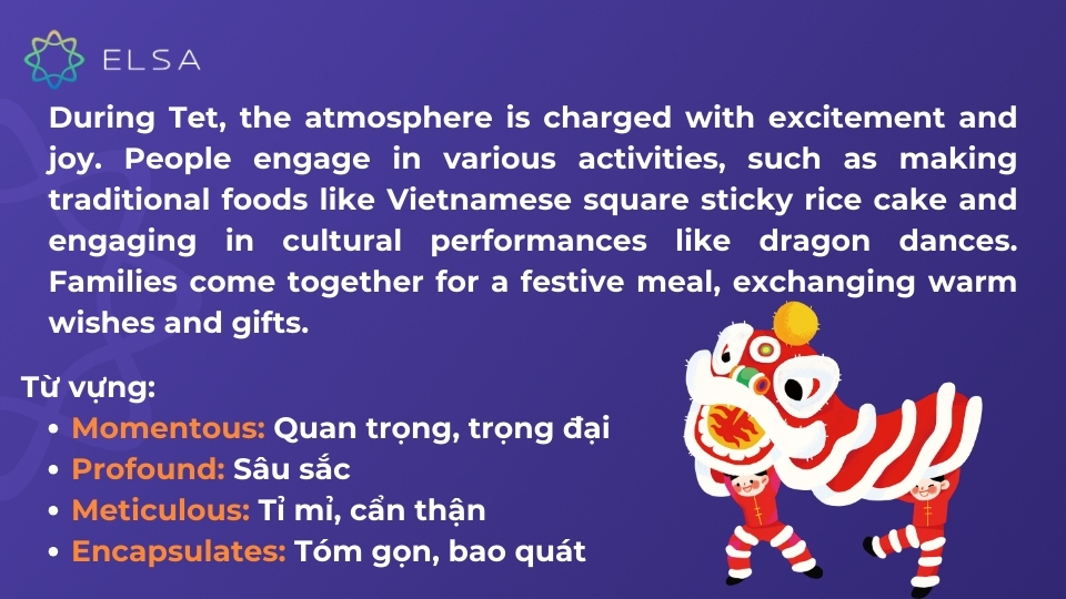 Bài mẫu 3 chủ đề Talk about Tet holiday Bài mẫu 3 chủ đề Talk about Tet holiday
