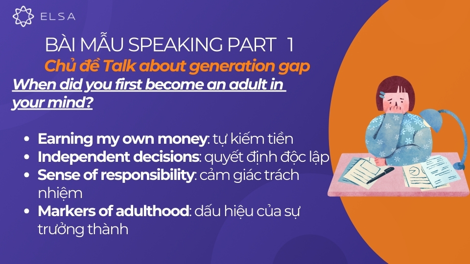 Từ vựng để trả lời cho câu hỏi "When did you first become an adult in your mind?" Từ vựng để trả lời cho câu hỏi "When did you first become an adult in your mind?"