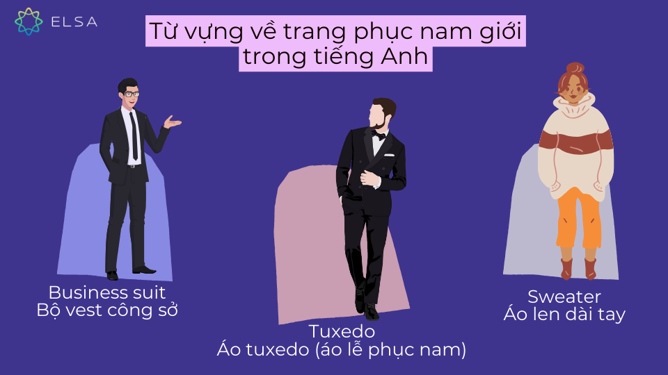 Một số từ vựng về trang phục nam giới trong tiếng Anh Một số từ vựng về trang phục nam giới trong tiếng Anh