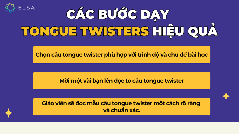 Các bước dạy Tongue twisters hiệu quả Các bước dạy Tongue twisters hiệu quả