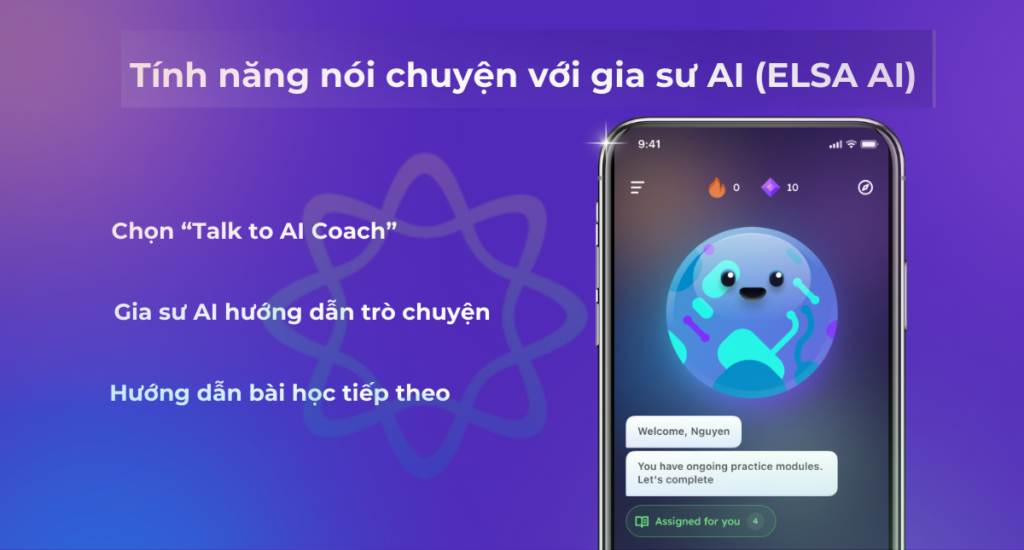 Tính năng nói chuyện với gia sư AI (ELSA AI)