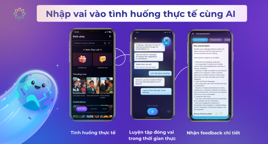 Nhập vai vào tình huống thực tế cùng AI (Speech Analyzer)