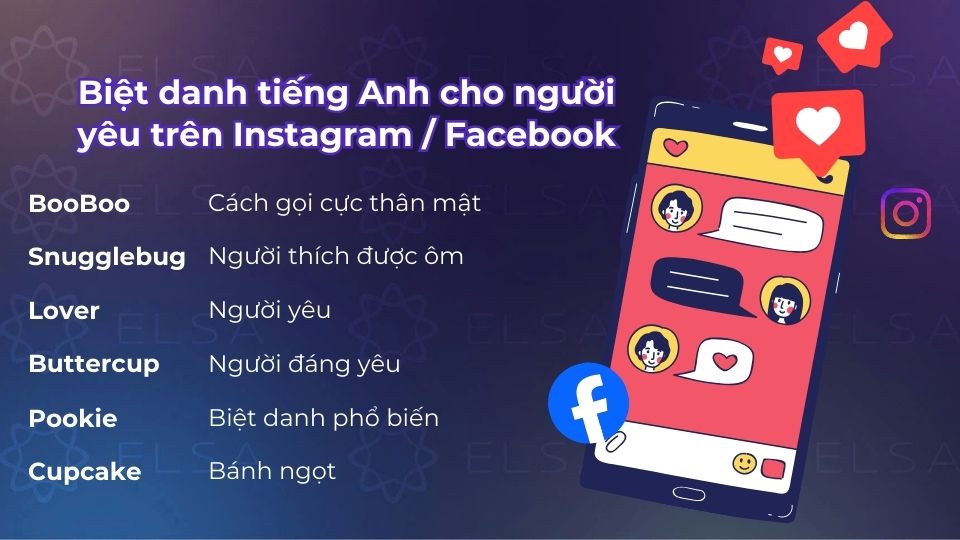Biệt danh tiếng Anh cho người yêu trên Instagram/Facebook