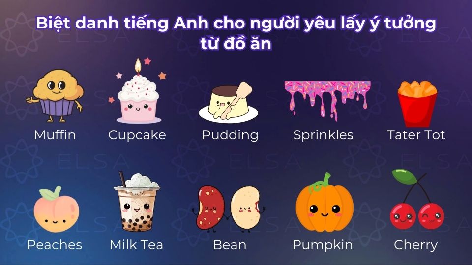 Biệt danh tiếng Anh cho người yêu lấy ý tưởng từ đồ ăn