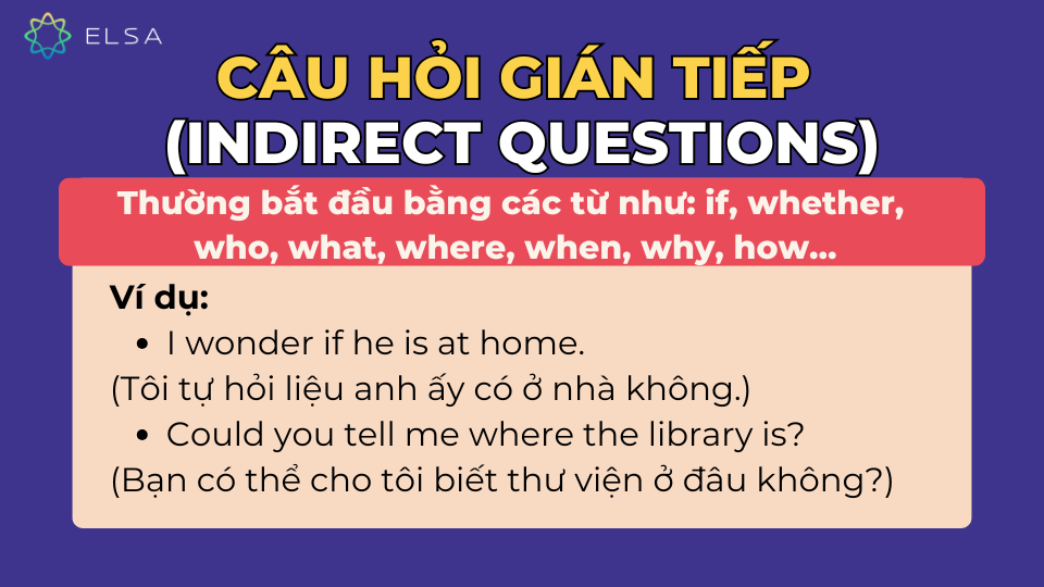 Câu hỏi gián tiếp (Indirect questions) Câu hỏi gián tiếp (Indirect questions)