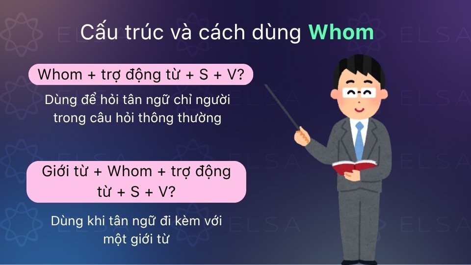 Cách dùng đại từ nghi vấn whom