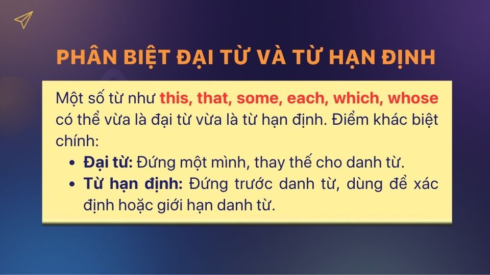 Cách phân biệt đại từ và từ hạn định