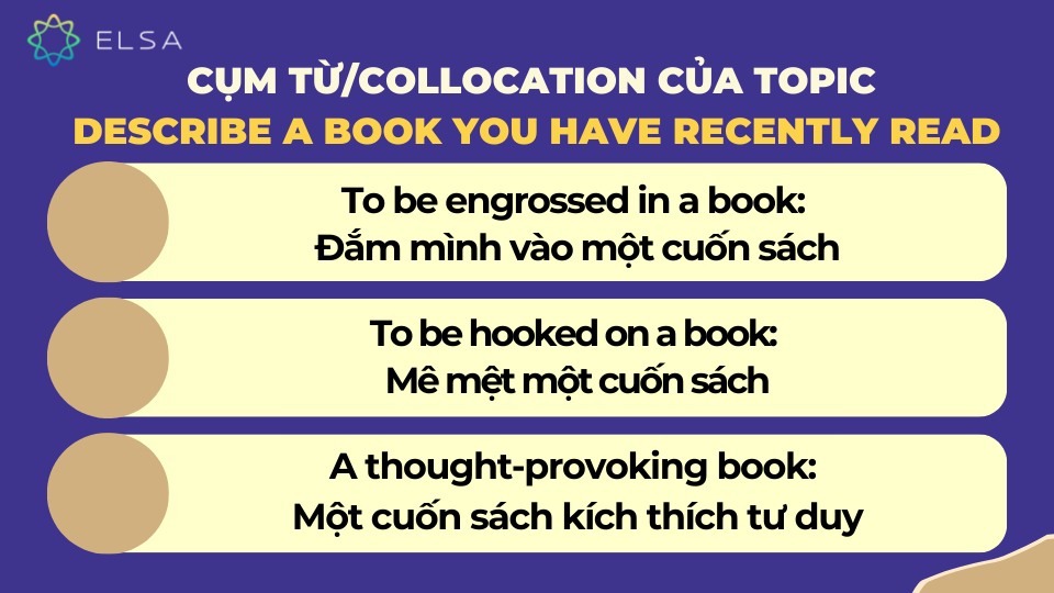 Các cụm từ diễn tả, collocation của topic Describe a book you have recently read Các cụm từ diễn tả, collocation của topic Describe a book you have recently read