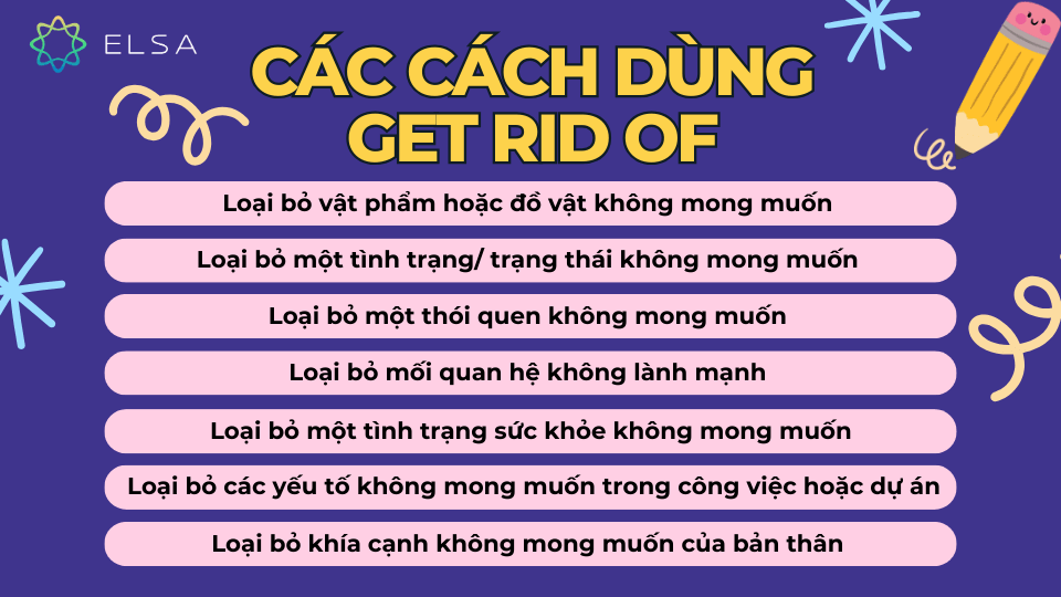 Các cách dùng của get rid of là gì? Các cách dùng của get rid of là gì?