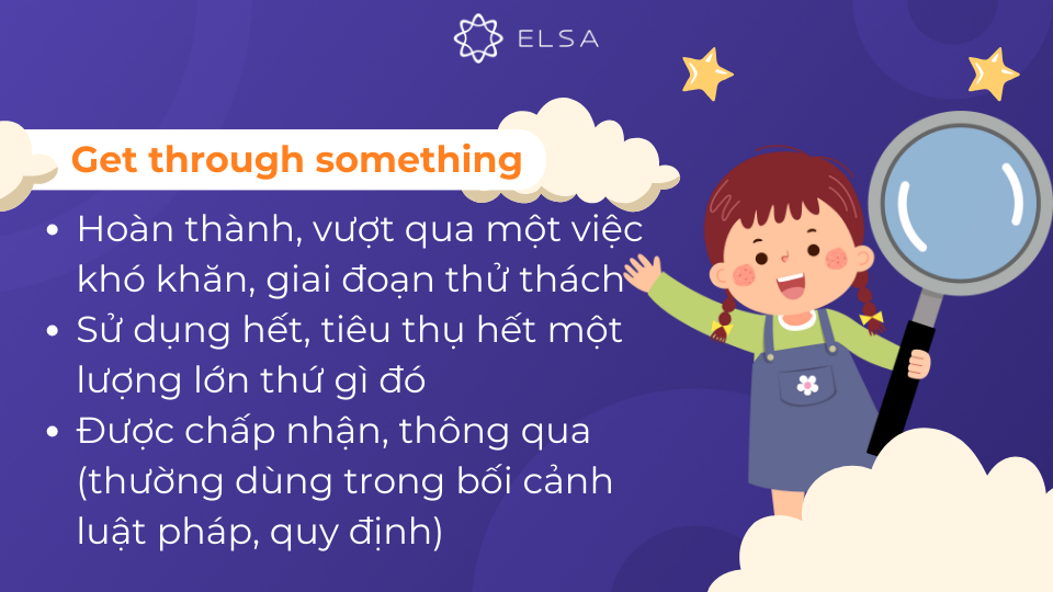 Get through something là một trong những cách dùng phổ biến nhất Get through something là một trong những cách dùng phổ biến nhất