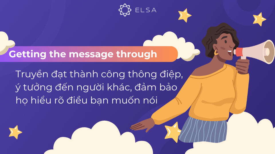 Getting the message through diễn tả việc truyền đạt thành công thông điệp, ý tưởng đến người khác Getting the message through diễn tả việc truyền đạt thành công thông điệp, ý tưởng đến người khác