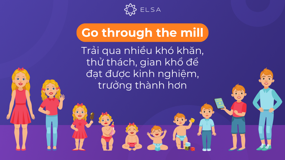 Go through the mill mang ý nghĩa trải qua nhiều khó khăn để trưởng thành hơn Go through the mill mang ý nghĩa trải qua nhiều khó khăn để trưởng thành hơn
