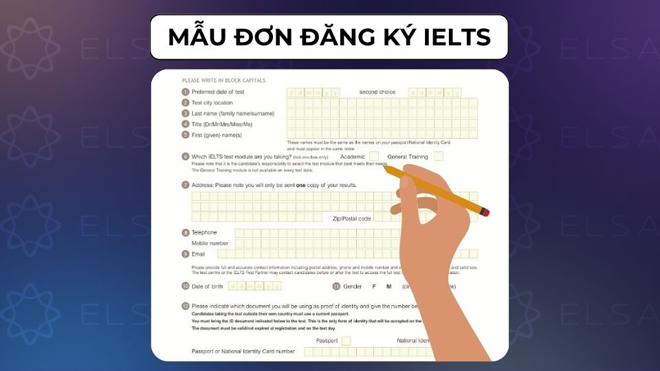 Mẫu đơn đăng ký IELTS Mẫu đơn đăng ký IELTS