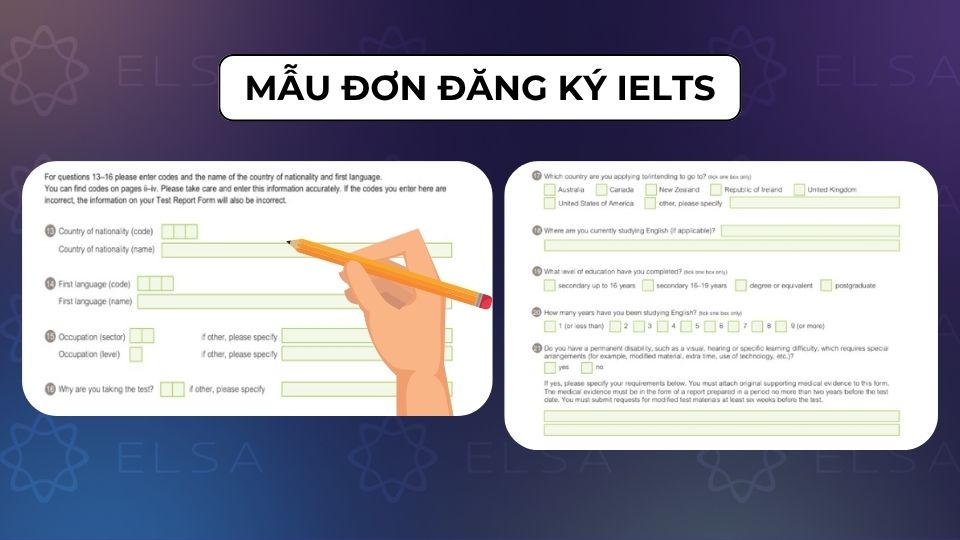 Mẫu đơn đăng ký IELTS Mẫu đơn đăng ký IELTS