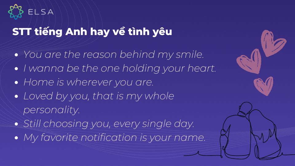 STT tiếng Anh hay về tình yêu STT tiếng Anh hay về tình yêu