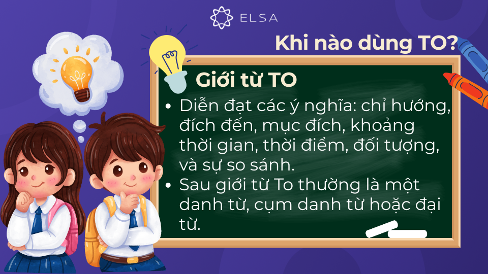 Dùng To với vai trò làm giới từ Dùng To với vai trò làm giới từ