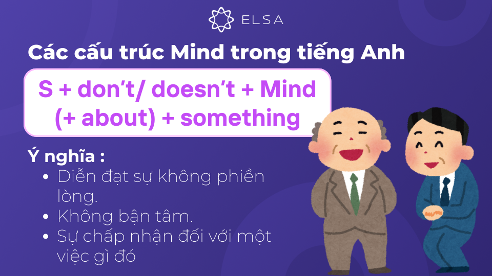 Cấu trúc với S + don’t/ doesn’t + Mind (+ about) + something Cấu trúc với S + don’t/doesn’t + Mind (+ about) + something