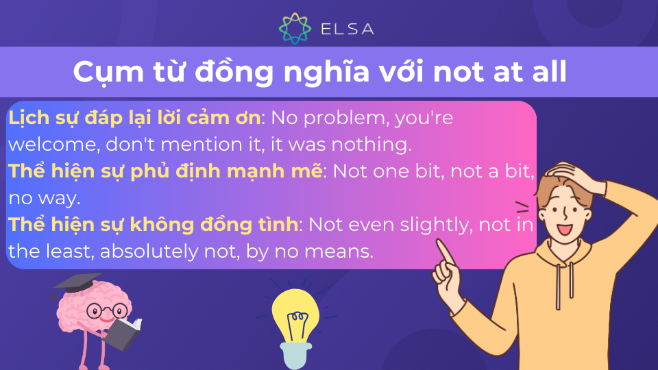 Một số cụm từ tương đồng khác với not at all