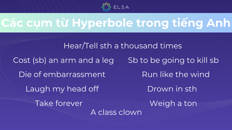 Các cụm từ Hyperbole thường được sử dụng trong tiếng Anh Các cụm từ Hyperbole thường được sử dụng trong tiếng Anh