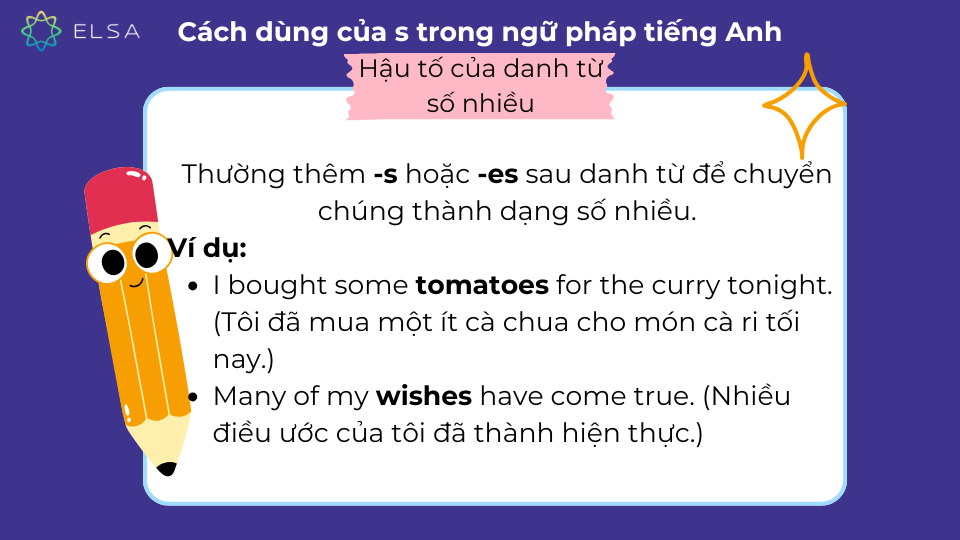 Cách dùng của s trong ngữ pháp dạng hậu tố của danh từ số nhiều