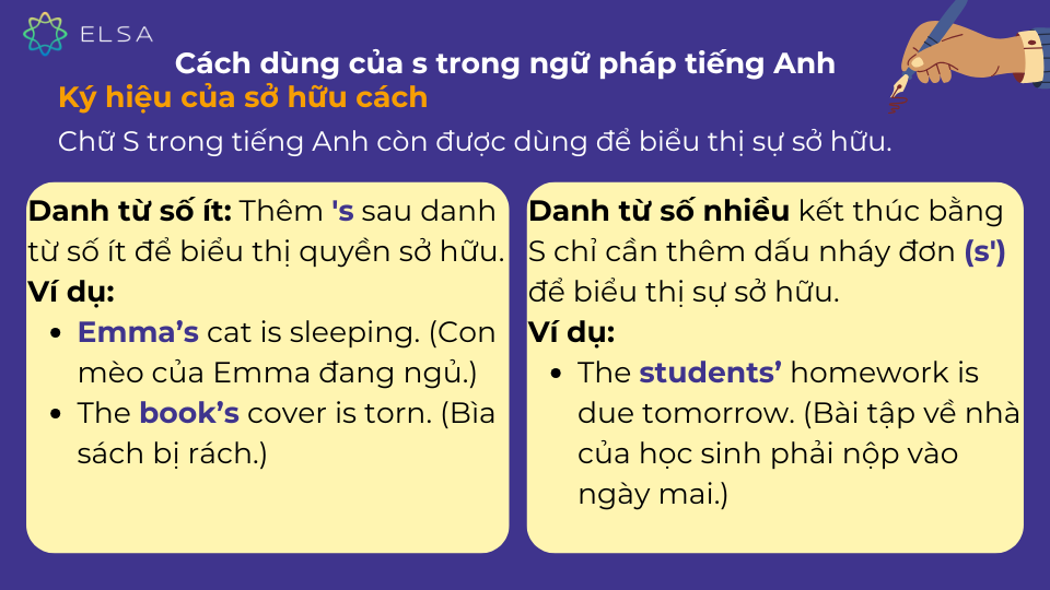 Cách dùng của s trong ngữ pháp dạng sở hữu cách
